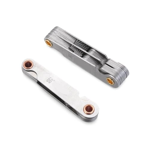 Calibrador de espesor de pintura, 10 piezas, calibrador de rosca métrica e imperial de 55/60 grados, herramienta combinada para torno y medición de paso de engranajes miniatura 5