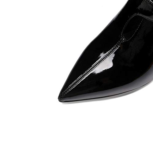 TinaCus Women's Handmade Patent Leather Elegant Pointed Toe Buckled Mid Heel Pumps with Leopard Print2