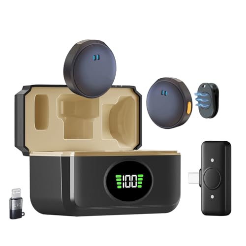 Image of Humble Velox V8 Dual Wireless Lavalier Microphone with LED Display Charging Case, Noise Cancelling Clip-On Mic for iPhone & Android, Real-Time Monitoring for YouTube, Vlogging & Podcasting