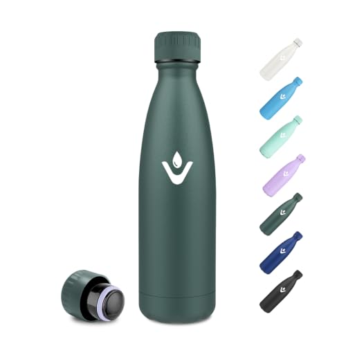 Botella Termica 500ml, Cantimplora Reutilizable a Prueba de Fugas, Botella Agua Acero Inoxidable con Doble Pared, Botella Agua sin BPA para Gimnasio, Oficina, Colegio, Senderismo, Deporte, Outdoor