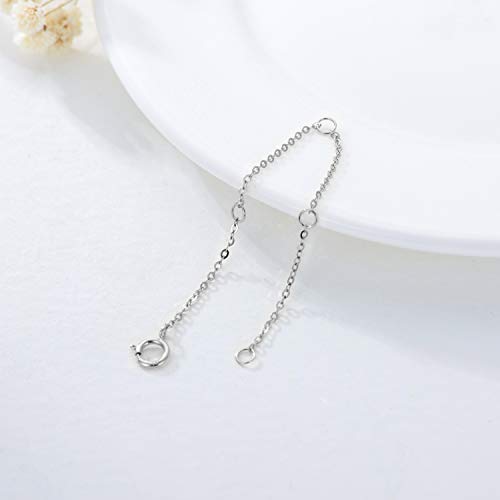 FENCCI 14K Solid Gold Chain Necklace Extender 3 Inch, Delicate Durable Adjustable Gold Chain Extender for Gold Necklace Bracelet Anklet (3 inch -White Gold) - Image 3