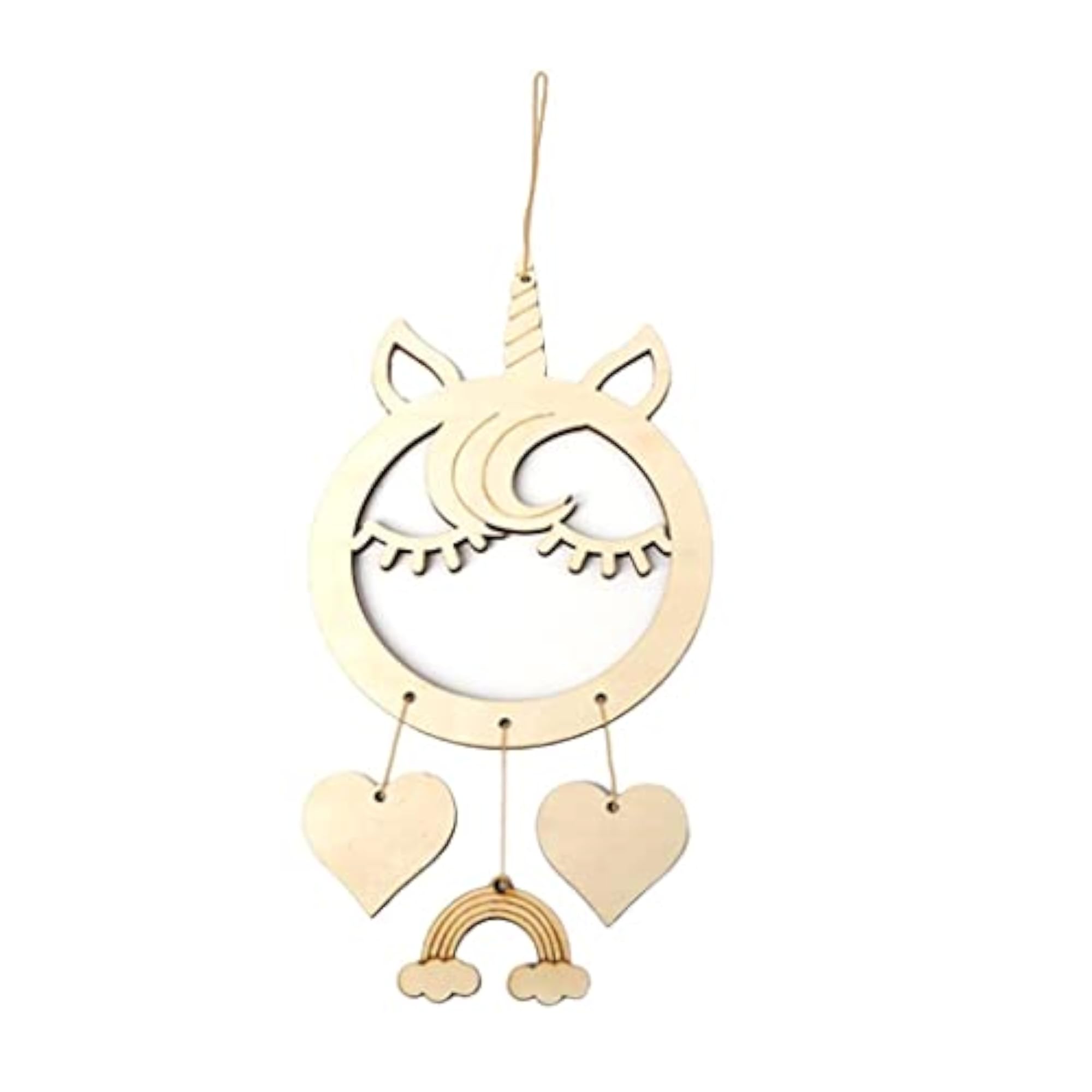 Wood Plaque MDF Dreamcatcher Mobile with Unicorn