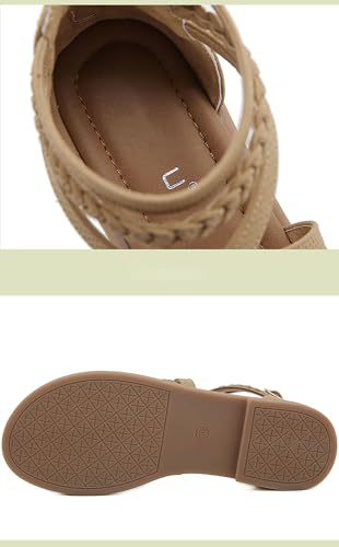 Women'S Roman Flat Sandals Comfortable Open Toe Gladiator Sandals Convenient Back Zip Sandals3