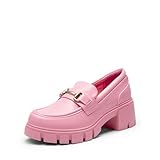 DREAM PAIRS Loafers for Women Platform Chunky Loafers Slip On Casual Shoes,Size 8,Pink-Pu,SDLS2321W