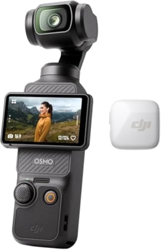 DJI Osmo Pocket 3 + Transmisor Mic Mini (Arctic White), cámara para Vlogs, micrófono inalámbrico, Sonido Lleno de detaalles, OsmoAudio, cancelación de Ruido Activa, límite automático