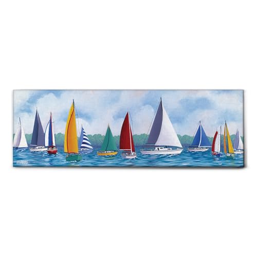 Giallobus - Quadro - Hugh Harris - Festa della barca a vela - Tela Canvas Telaio Standard - 150x50 - Pronto da appendere - Quadri moderni per la casa