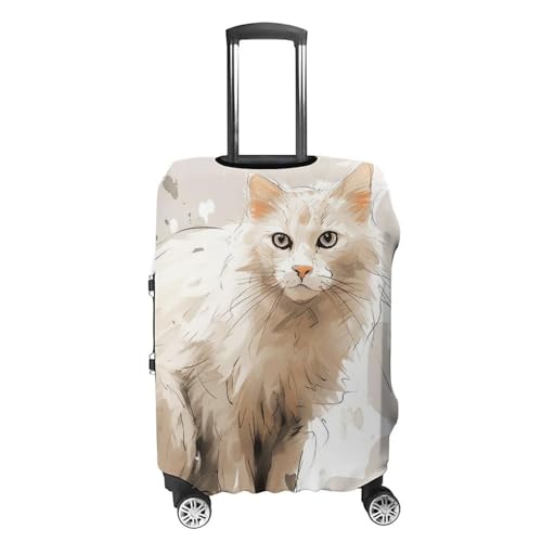 Travel Luggage Cover Elastic Suitcase Protector Anti-Scratch Washable White Cat Pictures Luggage Sleeve Tsa Approved Carry on Covers Baggage Cover Fits 18-32 Inch Luggages4