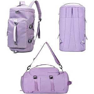 Image of 28L Polyester Gym Duffel Shoulder Bag for Women Men for Sports, Waterproof Dufflebag with Shoe and Wet Clothes Compartments Travel Backpack Workout Carry On Weekender Colour-Purple