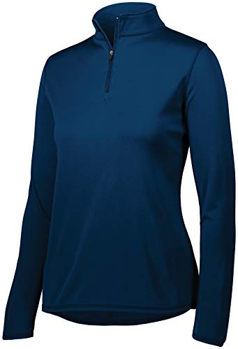 Augusta Sportswear Ladies Attain Wicking 1/4 Zip Pullover - Women's Running Long Sleeve Jacket with Sun Protection, Navy, Large