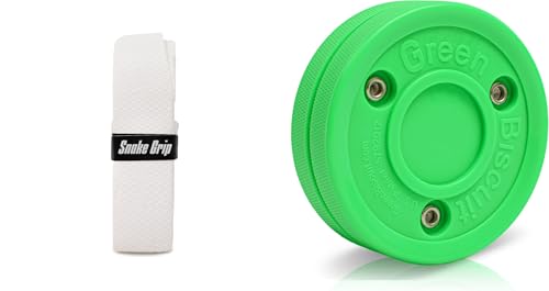 Green Biscuit Snake Grip Bundle | Hockey Grip Tape & 1 Green Biscuit Pucks | Polymer Sports Tape | White