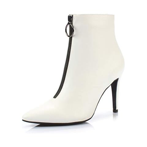 FOOTSELF CAMI Women's Comfortable Slip on High Heel Peep Toe Dress Boot Stiletto Wedding Party Shoe,WHITE,9 M US Cover