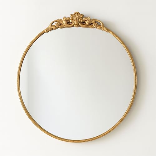 round gold mirror