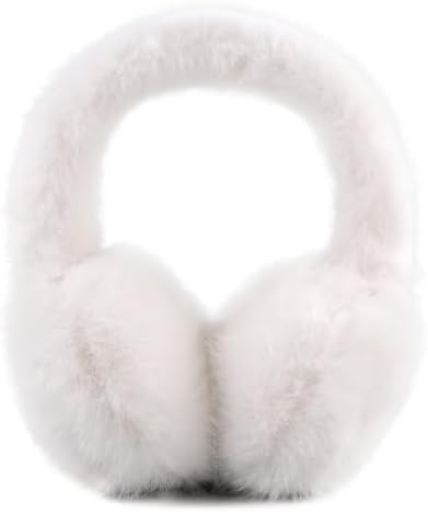 PESAAT Warm Ear muffs for Women Winter Unisex Fluffy Earmuffs Lady Ear Warmer Faux Fur Ear Covers (White)
