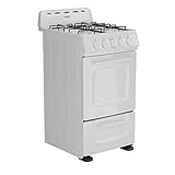 Avanti GRO20P0W Gas Range Oven Compact Freestanding Design, 4 Burners with Electronic Ignition, 2.1 Cu.Ft. Capacity Features Solid Door Storage Drawer Broiler and Accessories, 20-Inch, White