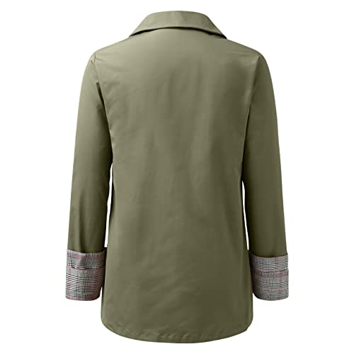 Blazer feminino casual de manga comprida, gola alta, frente aberta, escritório, casaco feminino, Ver
