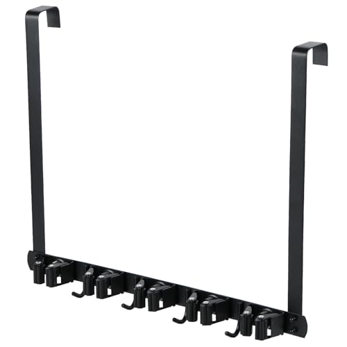 ZLHETWT Over The Door Broom Holder, Utility Mop and Broom Holder, Wall Mount Broom Holder, Metal Broom Holder with 2 Over Door Hooks Utility Broom Gripper for Home Bathroom Kitchen Garden