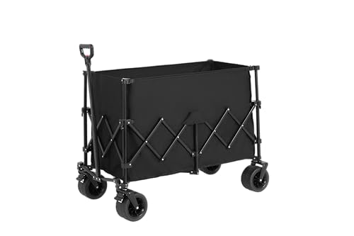 Carrito de playa plegable, carro plegable de 220 libras, ruedas grandes All-Terrain, 300 L, carro de jardín plegable con portabebidas, carga pesada, carro de transporte, negro