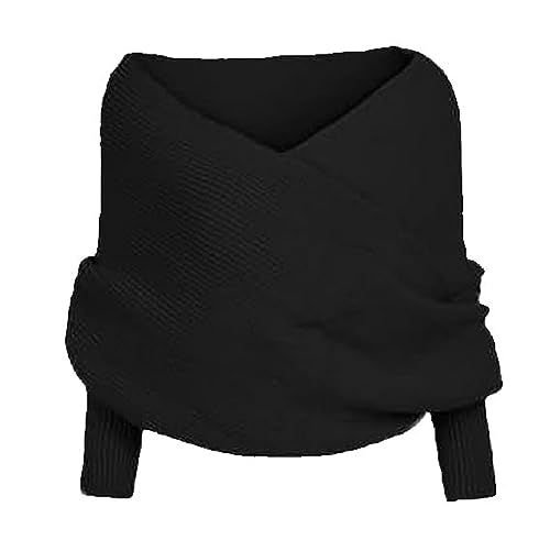 Snowfall Sweater Scarf with Sleeves,New Women Knit Sweater Tops Scarf,Womens off the Shoulder Sweater