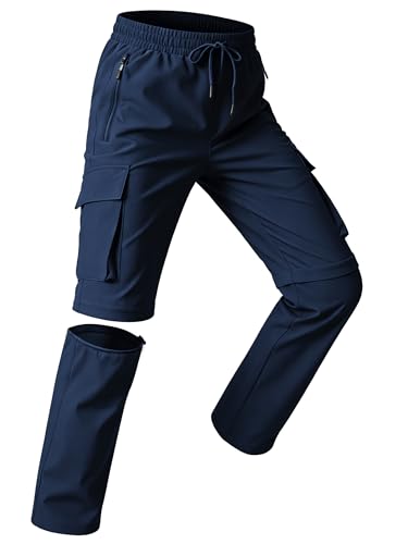 Buyboxs Kinder Outdoorhose Schnelltrocknende Wanderhose Zip Off Freizeithose Jungen wasserdichte Atmungsaktiv Trekkinghose mit Tasche Blau XL