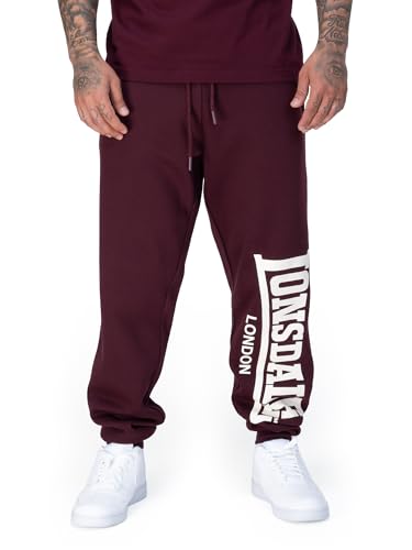 Lonsdale Pantalon de Jogging pour Homme avec Logo - Coupe Normale - Oxblood/écru - Taille L