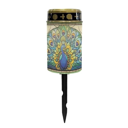 Fuojuvelie Grave Decorations for Cemetery Peacock Cemetery Solar Lights for Grave Waterproof Dusk to Dawn Sensor Grave Lamp Bereavement Gifts