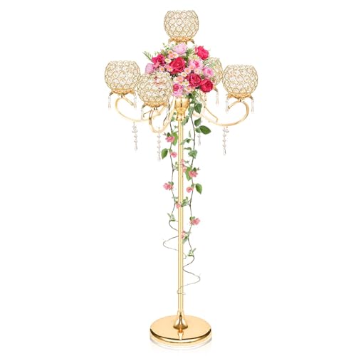 50" Tall Large Elegant Crystal Candelabra/Candlestick Holder Centerpiece for Weddings,