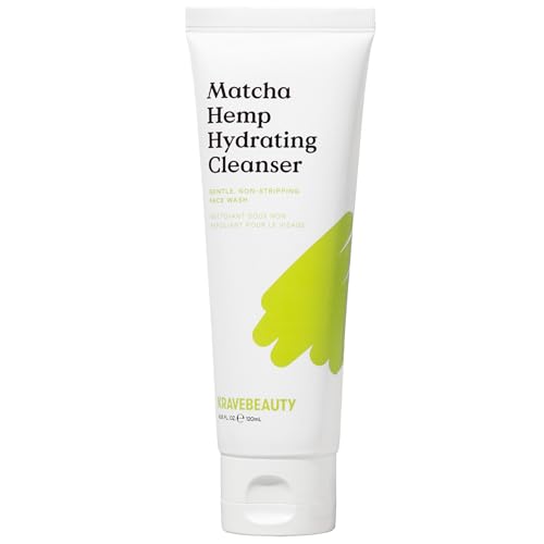 KraveBeauty Matcha Hemp Hydrating Cleanser – Korean-Inspired Gentle Daily Face Wash, Hydrating & Non-Stripping, Hemp & Matcha, Vegan & Cruelty-Free, 4.05 fl oz