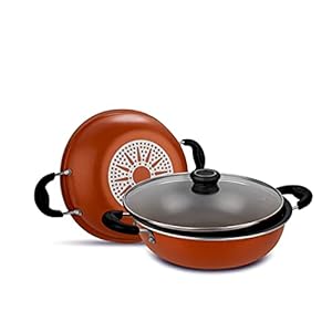 Ideal Non Stick Cookware Kadai, 210 Mm, Black & Red
