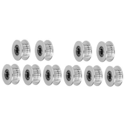 BELLIFFY 2sets Aluminum Synchronous Wheel 20 Teeth Idler Pulley 5mm Bore Timing Belt Pulley Wheel for 3D Printer 5pcs*2