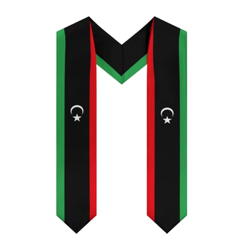 Libya Libyans Flag Graduation Stole Shawl Sash for Men Women Unisex Adult Double Sided Thickened V-neck Scarf Class of 2025 Graduate Gift for Teachers Students