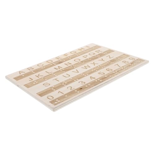 BCOATH 点字アルファベットボード 点字ゲーム アルファベットトレーシングボード 点字プリンター 向けの製品 アルファベット練習ボード 点字教育ツール 点字学習定規 木製