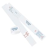 100 Baggage Claim Check Tags with Transfer Tape on Back, Printed in Blue with Red Consecutive Numbering from 000 to 999. Bag Identification Tag Size: 10 1/2' (Height) x 1 1/4' (Width).