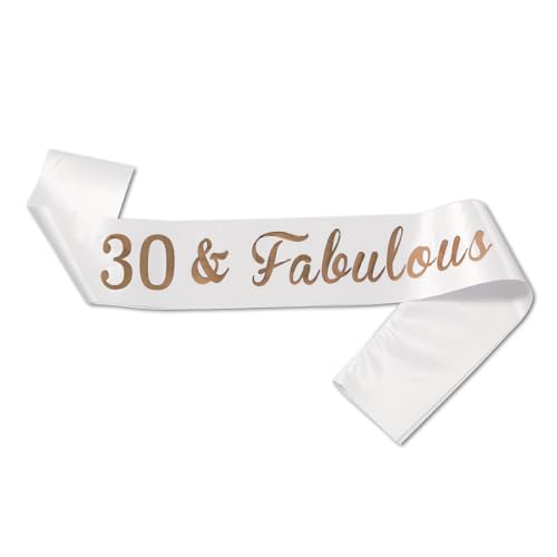 JEKUGOT 30th Birthday Sash 30th Birthday Decorations for Women Birthday Sash for Women 30th Sash for Birthday Party White
