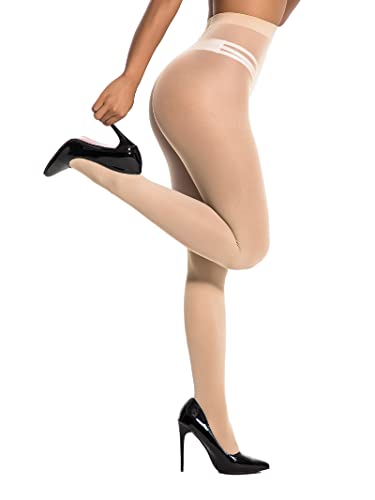 Image of HONENNA Semi Opaque Silky Women Pantyhose Tights, 20+ Colors Invisibly Toe Reinforced 60 Den Size A-E