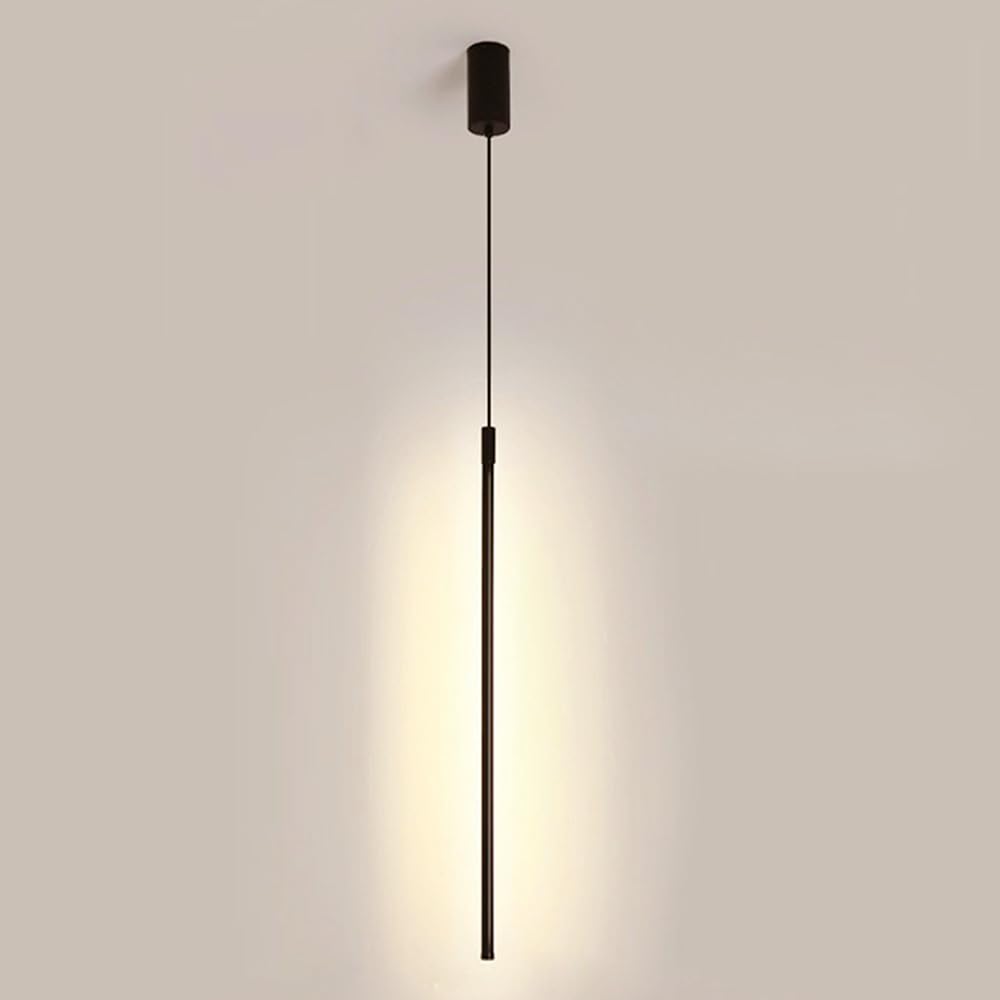 Granestner Minimalist LED Linear Pendant Light Fixture - Adjustable Black Metal Chandelier for Kitchen, Dining Room, Living Room, and Bedroom(Warm White,XL)