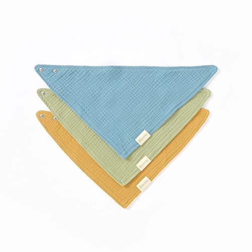 Blumie Set of 3 100% Organic Cotton Baby Bandana dribble bibs for boys and girls (Ocean Blue Set) - Image 2