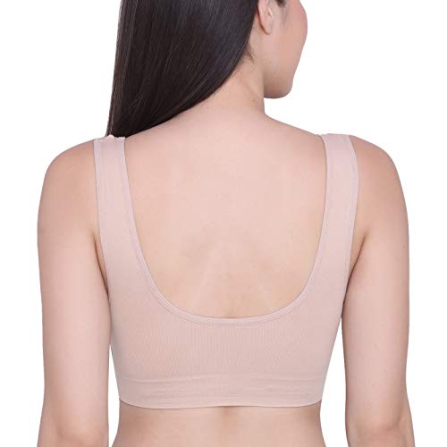 Image of GLAMORAS Women Nylon Elastane Lightly Padded Non Wired U Back Sports Bra | Seamless Stretchy Low Impact Yoga Workout Bra with Removable Pads - Size- Small to 4XL