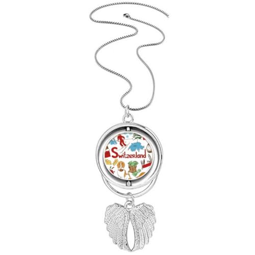 Pendentif drapeau national suisse symbole de protection avec ailes d'ange mobiles