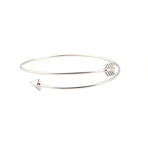 Skinny bow and arrow bangle adjustable cuff bracelet (silver)