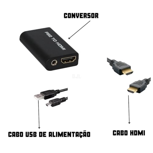 Conversor Adaptador Vídeo Ps2 Playstation 2 + Cabo Hdmi