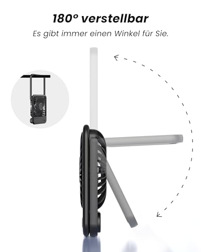 USB Tischventilator Koonie Mini Ventilator mit 3 Geschwindigkeiten und 180° Schwenkfunktion