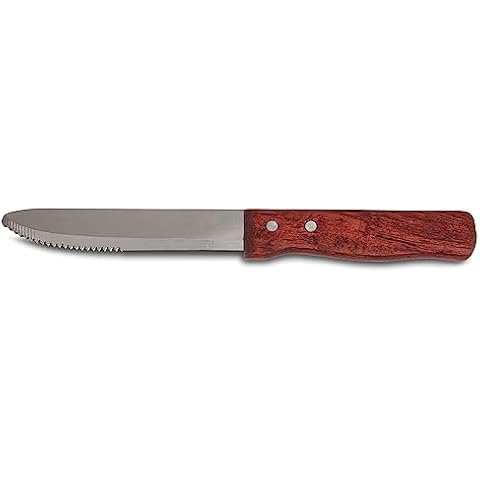 AME D’ESSENCE Set of 48 Stainless Steel Jumbo Steak Knives - 5 Inch Serrated Edge, Round Tip, Wooden Handle - Perfect for Kitchen, Butter Cutlery, and Restaurants Cover