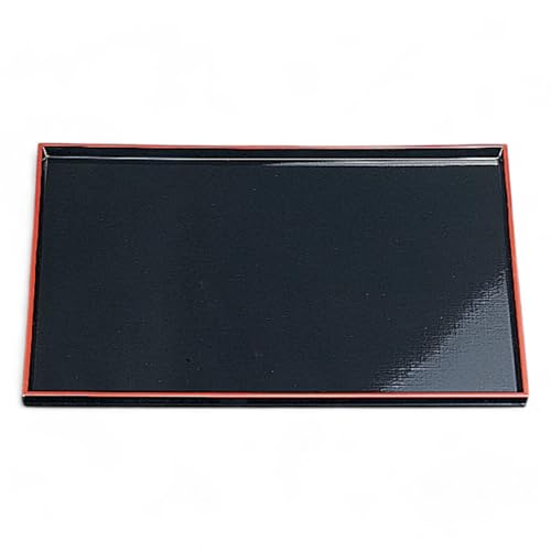 J-kitchens お盆 尺2 布目 トレー ( 盆 トレイ おぼん ) 黒 ブラック 天 朱 レッド 滑らない 36cm 漆器 ( ABS 樹脂 ) 日本製