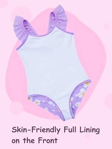 Image of DAXIANG Girls Ruffles One Piece Swimsuits Quick Dry Beach Sport Swimwear Toddler Kids Mermaid Unicorn Bathing Suit 4-10 Years