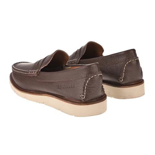 Image of Handmade Genuine Leather Loafers Shoes for Men | Lightweight Casual Slip on | Brown Moccasins Formal Penny Loafers