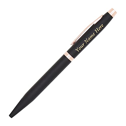 Image of Personalised Metal Pen with Name, Logo, Pack of 1 (Rose Gold Black)
