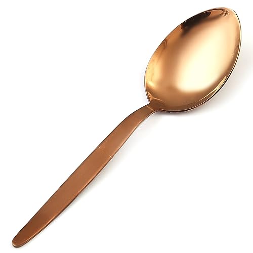Kunz Rose Gold Spoon | Titanium Shiny18/10 Stainless Steel Basting Serving Spoon | 9 Inches Plating Daily Chef Cooking Utensils