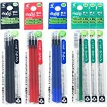 Pilot Gel Ink Refills for FriXion Ball 4 Gel Ink Multi Pen, 0.5mm, Black/Blue/Red/Green Ink, 6 Packs 12 refills