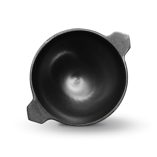 Image of Kichera Pre-Seasoned Cast Iron Polished Appa Chatti |Appam Pan | Appam Patra | Kallu,100% Toxin-Free, Naturally Non-Stick, 8.7Inch /22Cm,1.5Kg, 1 Litre