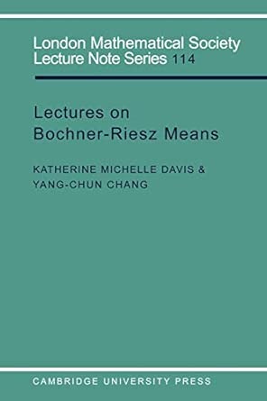 LMS: 114 Lectures on Bochner Riesz book cover